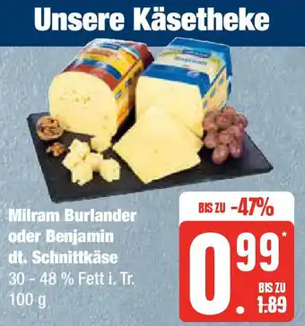 Edeka Milram Burlander oder Benjamin dt. Schnittkäse Angebot