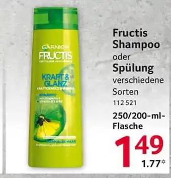 Selgros Fructis Shampoo Oder Spülung 250/200ml Angebot