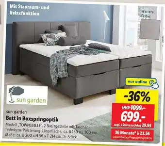 Lidl sun garden Bett in Boxspringoptik Angebot