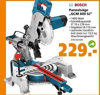 Globus Baumarkt Bosch Paneelsäge „gsm 800 Sj“ Angebot