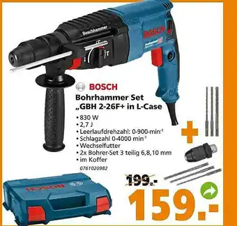 Globus Baumarkt Bosch Bohrhammer Set Gbh2-26f+ In L-case Angebot