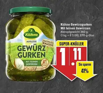 Scheck-in-Center Kühne Gewürzgurken Mit Feinen Gewürzen Angebot