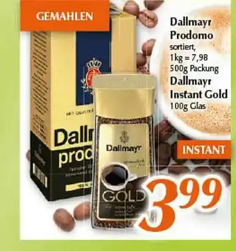 inkoop Dallmayr Prodomo, Dallmayr Instant Gold Angebot