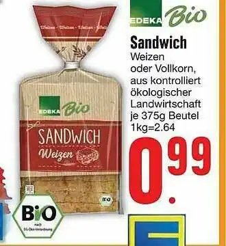 Edeka Edeka Bio Sandwich Angebot