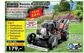 Norma24 Scheppach Benzin Rasenmäher MS132-42 SE Angebot