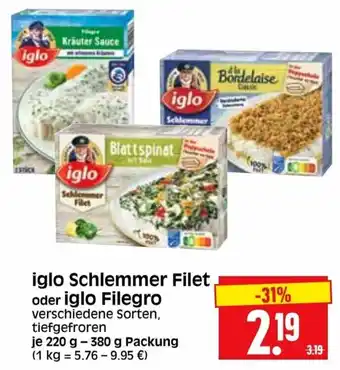 Edeka Herkules Iglo Schlemmer Filet oder Filegro 220-380g Angebot