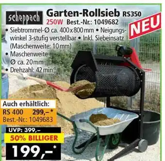 Norma24 Scheppach Garten Rollsieb Rs350 Angebot