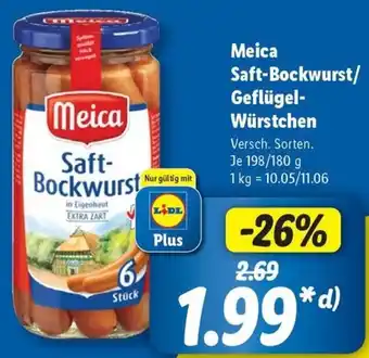 Lidl Meica Saft-Bockwurst/ Geflügel Würstchen Angebot