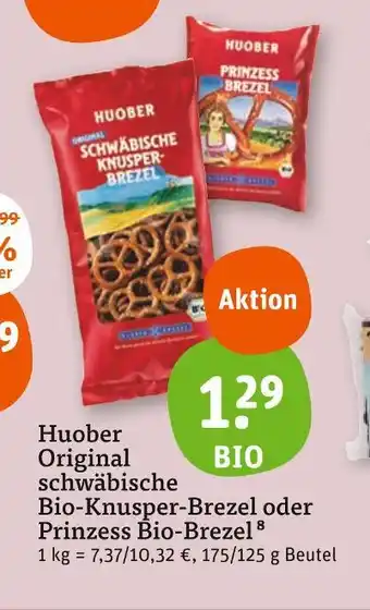 tegut Huober original schwäbische bio-knusper-brezel oder prinzess bio-brezel Angebot