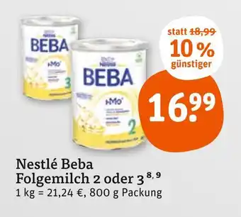 tegut Nestlé beba folgemilch 2 oder 3 Angebot