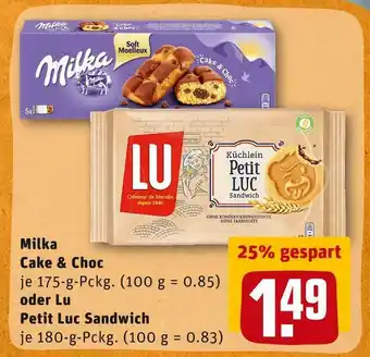 REWE Milka oder lu cake & choc oder petit luc sandwich Angebot