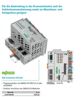 Conrad Wago SPS-controller Pfc200 Angebot