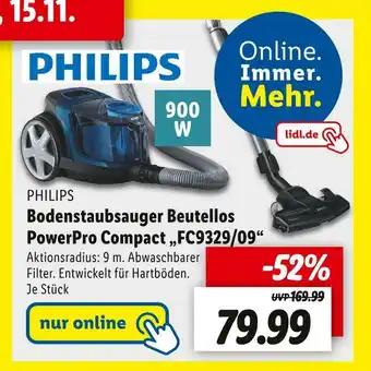 Lidl Philips bodenstaubsauger beutellos powerpro compact „fc9329/09“ Angebot