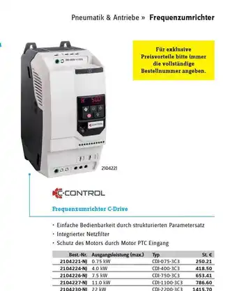 Conrad Control Frequenzumrichter C-drive Angebot