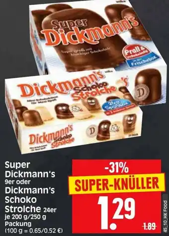 Edeka Herkules Super Dickmann's oder Dickmann's Schoko Strolche 200/250g Angebot