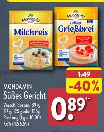 Aldi Nord MONDAMIN Süßes Gericht Angebot