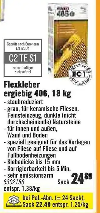 Hornbach Flexkleber Ergiebig 406, 18kg Angebot