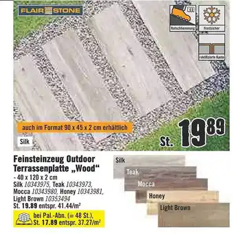 Hornbach Flairstone Feinsteinzeug Outdoor Terrassenplatte „wood” Angebot