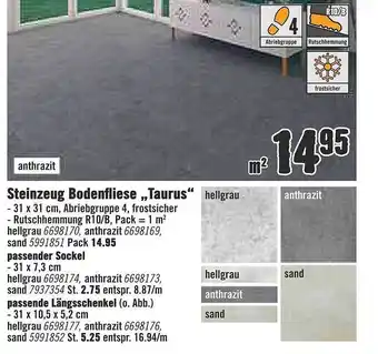 Hornbach Steinzeug Bodenfliese „Taurus” Angebot