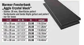 Hornbach Marmor-fensterbank „Agglo Crystal Black” Angebot