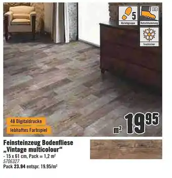 Hornbach Feinsteinzeug Bodenfliese „Vintage Multicolour” Angebot