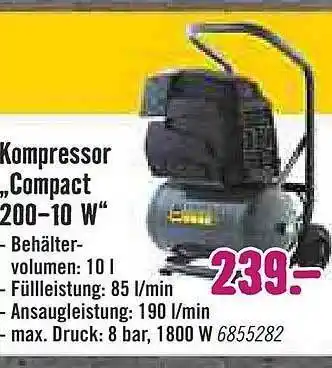 Hornbach Kompresso Compact 200-10 W Angebot