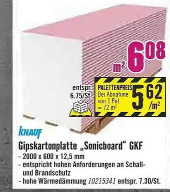 Hornbach Knauf Gipskartonplatte „Sonicboard” Gkf Angebot