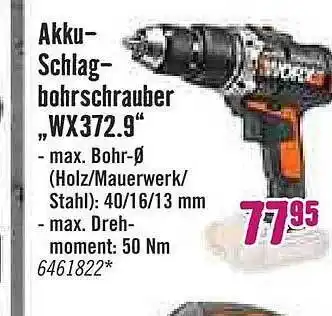 Hornbach Akku Schlag Bohrschrauber „WX372.9” Angebot