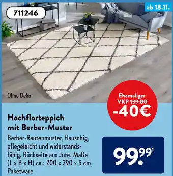 Aldi Süd Hochflorteppich mit Berber-Muster Angebot