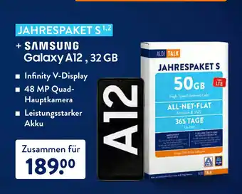 Aldi Süd Jahrespaket S + Samsung Galaxy A12, 32 GB Angebot