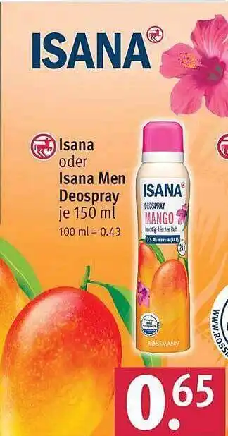 Rossmann Isana Oder Isana Men Deospray 150ml Angebot