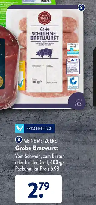 Aldi Süd Grobe Bratwurst 400g Angebot