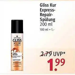 Rossmann Gliss Kur Express Repair Spülung 200ml Angebot