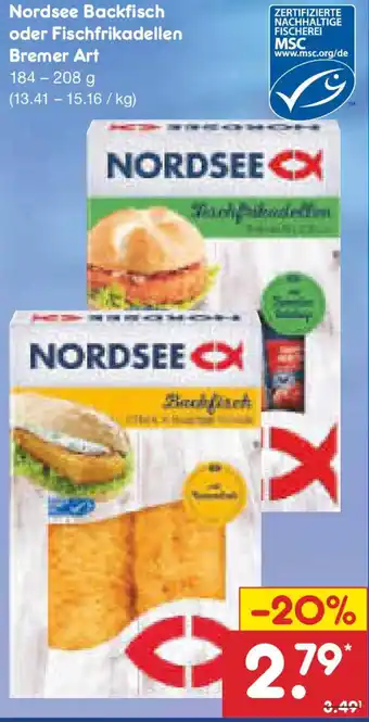 Netto Marken-Discount Nordsee Backfisch oder Fischfrikadellen Bremer Art Angebot