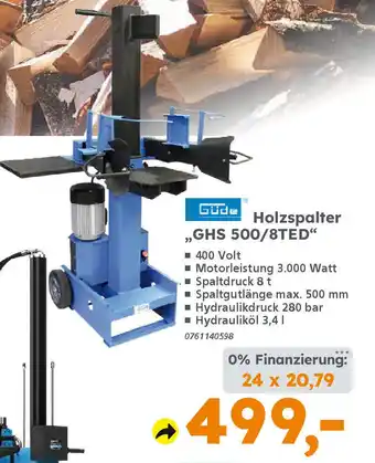 Globus Baumarkt Güde Holzspalter ,GHS 500/8TED" Angebot