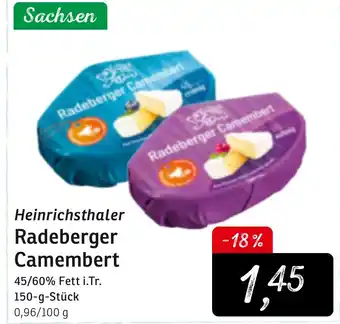 KONSUM Heinrichsthaler Radeberger Camembert 150g Angebot