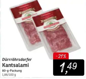 KONSUM Dürrröhrsdorfer Kantsalami 80g Angebot