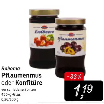 KONSUM Rokoma Pflaumenmus oder Konfitüre 450g Angebot