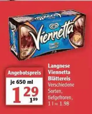 Globus Langnese Viennetta Blättereis Angebot