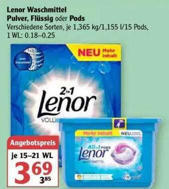 Globus Lenor Waschmittel Pulver, Flüssig oder Pods Angebot