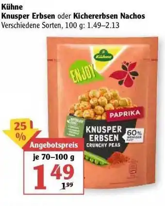 Globus Kühne Knuspe Erbsen oder Kichererbsen NAchos Angebot