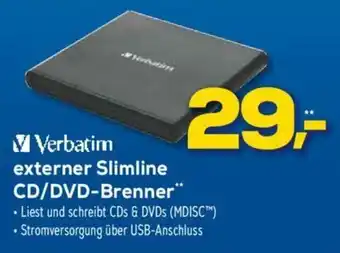 Euronics Verbatim Externer Slimline CD/DVD Brenner Angebot