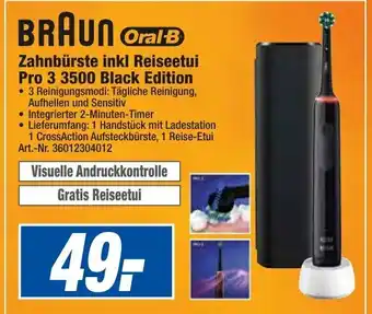 expert Techno Land Braun Oral-B Zahnbürste inkl. Reiseetui Pro 3 3500 Black Edition Angebot