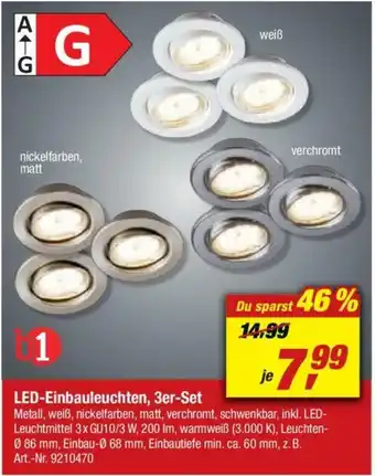 toom Baumarkt LED Einbauleuchten, 3er Set Angebot