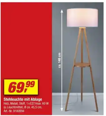 toom Baumarkt Stehleuchte mit Ablage Angebot