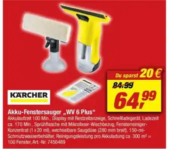 toom Baumarkt Karcher Akku Fenstersauger ,,WV 6 Plus" Angebot