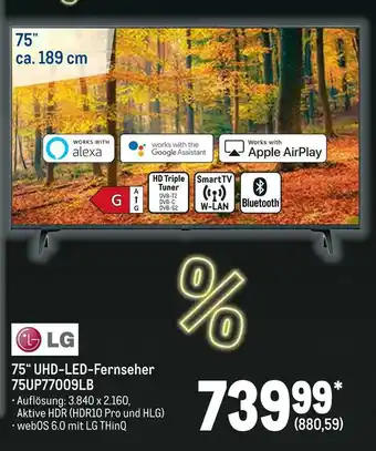 METRO Lg 75“ uhd-led-fernseher 75up77009lb Angebot