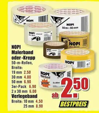 B1 Discount Baumarkt Nopi Malerband Oder -krepp Verlegeband Angebot