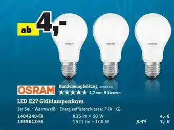 Conrad Osram Led E27 Glühlampenform Angebot