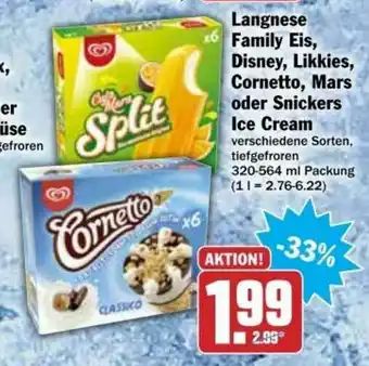 dodenhof Langnese Family Eis, Disney, Likkies, Cornetto, Mars Oder Snickers Ice Cream Angebot